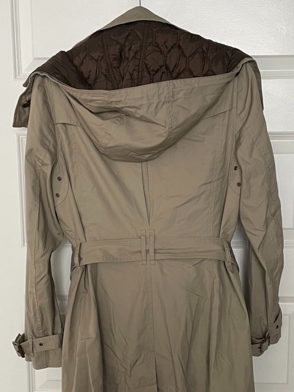 Burberry Brit Tan Double Breasted Short Cotton Trench Coat with Vest Size 8 - Picture 3 of 13
